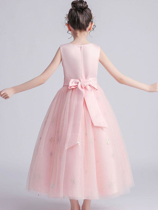 Flower Girl Dresses Jewel Neck Tulle Sleeveless Ankle-Length Princess Kids Party Dresses
