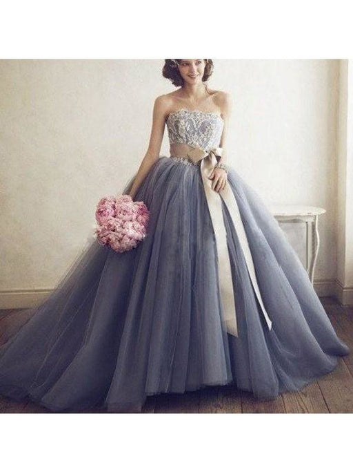 Tulle Sweetheart Sleeveless Sweep/Brush Train With Applique Dresses - Prom Dresses
