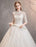 Tulle Wedding Dresses Ivory Illusion Neckline Half Sleeve Floor Length Princess Bridal Dress