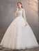 Tulle Wedding Dresses Ivory Illusion Neckline Half Sleeve Floor Length Princess Bridal Dress