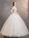 Tulle Wedding Dresses Ivory Illusion Neckline Half Sleeve Floor Length Princess Bridal Dress