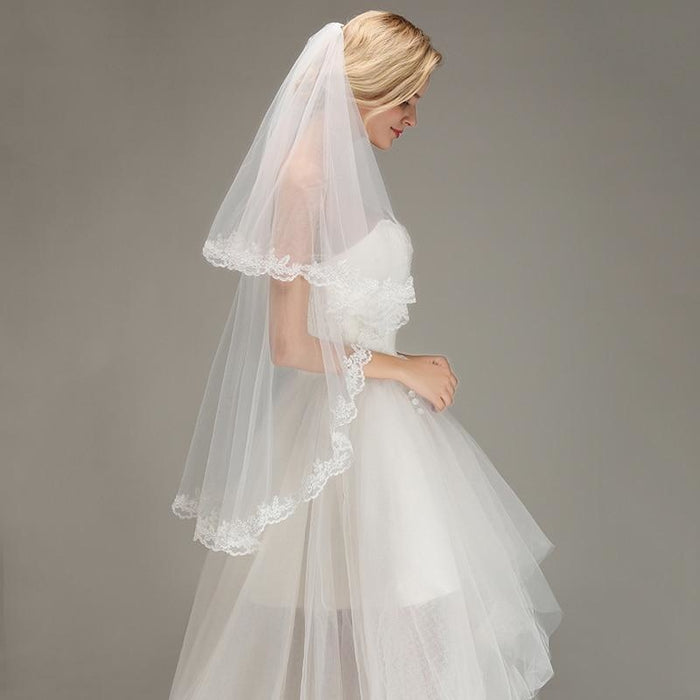 Two Layers Short with Comb Soft Wedding Veils | Bridelily - wedding veils