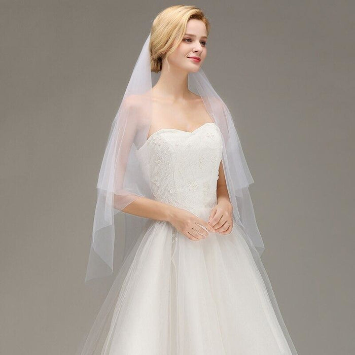 Two Layers Tulle Bridal With Comb Wedding Veils | Bridelily - wedding veils