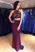 Two Piece Grape Mermaid Open Back Prom Long Beading Evening Dress - Prom Dresses