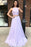Two Piece Halter Lavender Prom With Beading Floor Length Tulle Evening Dress - Prom Dresses