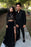 Two Piece Jewel Long Prom Dress Black Side Slit Evening Gown - Prom Dresses