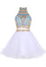Two Piece Jewel Tulle Homecoming with Beads White Short Mini Prom Dress - Prom Dresses
