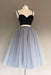 Two Piece Spaghetti Straps A-Line Gray Homecoming Dress Sweetheart Tulle Prom Dresses - Prom Dresses