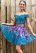 Two Piece Turquoise Off Shoulder Beading Lace Floral Homecoming Dresses - Prom Dresses