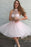 Two Pieces Pink Tulle Short Prom Gowns Homecoming Dresses - Prom Dresses