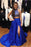 Two Pieces Royal Blue Beaded Long Prom Evening Dresses - Prom Dresses
