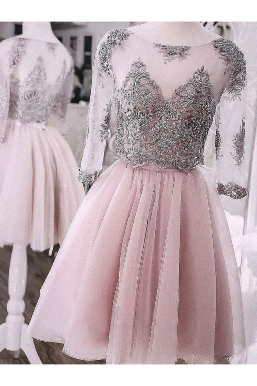 Two Pieces Short Prom Cute Lace Homecoming Dress Tulle Cocktail Dresses - Prom Dresses