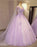 Unique Lilac Tulle Long Ball Gown Evening Dress with Flowers Puffy Quinceanera Dresses - Prom Dresses