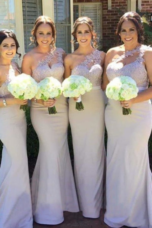 Unique One Shoulder Sleeveless Lavender Mermaid Bridesmaid Dress - Bridesmaid Dresses