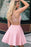Unique Pink Satin Homecoming with Beads Sexy Sleeveless Junior Above Knee Dress - Prom Dresses