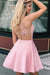 Unique Pink Satin Homecoming with Beads Sexy Sleeveless Junior Above Knee Dress - Prom Dresses