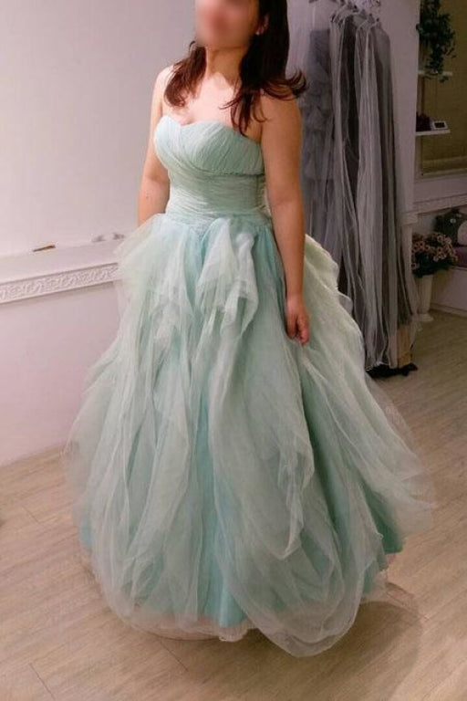 Unique Plus Size Strapless Floor-length Tulle Prom Dress Long Evening Gowns - Prom Dresses