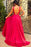 Unique Red A-line Deep V Neck Sleeveless Long Prom Dress Evening Dresses - Prom Dresses