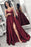 Unique Spaghetti Strap Satin Prom with High Slit Sexy Burgundy Evening Dress - Prom Dresses