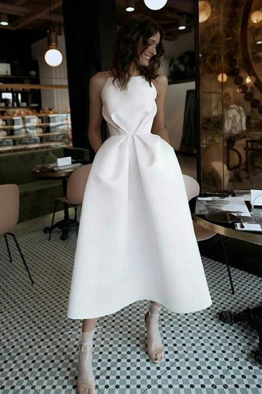 Unique Tea Length Satin Party Dress On Sale - Bridelily Unique Tea Length Satin Party Dress On Sale - Bridelily