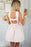 Unique V Neck Satin Homecoming Pocket Short Prom Dress with Open Back - Prom Dresses