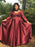 V-neck 3/4 Sleeves With Applique Floor-Length Satin Plus Size Dresses - Prom Dresses