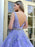 V Neck and V Back Purple Lace Long Prom Dresses with Belt, Open Back Purple Lace Formal Evening Dresses