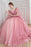 V-Neck Appliques Beading Floor-Length Quinceanera Ball Gown Tulle Prom Dress - Prom Dresses