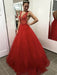 V Neck Backless Appliques Top Red Lace Long Prom Dresses, Backless Red Lace Formal Dresses, Red Lace Evening Dresses