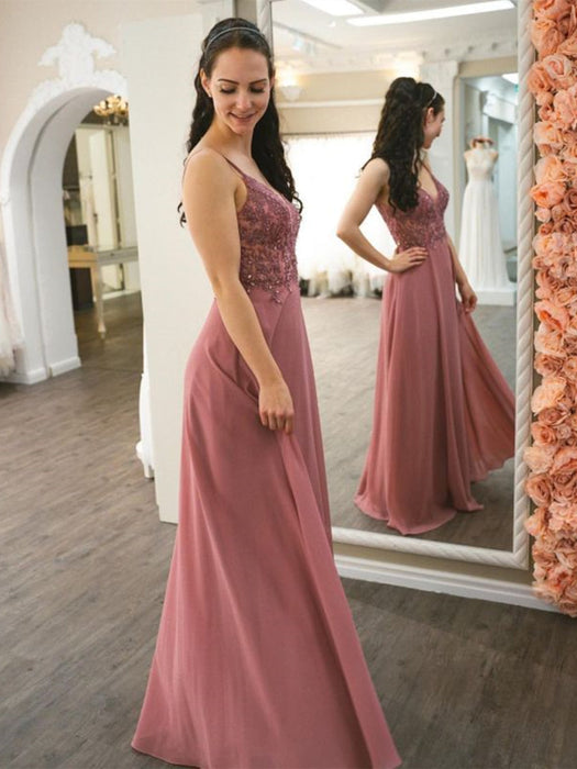 V Neck Backless Dusty Pink Lace Beaded Long Prom Dresses, Dusty Pink L Bridelily V Neck Backless Dusty Pink Lace Beaded Long Prom Dresses, Dusty Pink L Bridelily
