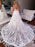 V Neck Backless Ivory Lace Long Prom Wedding Dresses, Ivory Lace Formal Graduation Evening Dresses 
