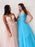 V Neck Backless Pink/Light Blue Lace Long Prom Dresses, Open Back Pink/Light Blue Lace Formal Dresses, Pink/Light Blue Lace Evening Dresses