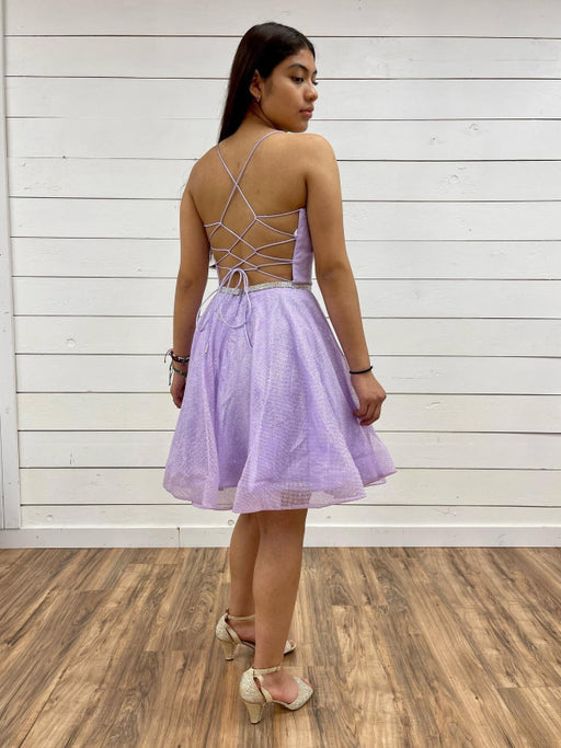 V Neck Backless Purple Tulle Prom Dresses with Belt, Backless Purple H Bridelily V Neck Backless Purple Tulle Prom Dresses with Belt, Backless Purple H Bridelily
