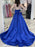 V Neck Backless Royal Blue Long Prom Dresses, Backless Royal Blue Formal Dresses, Royal Blue Evening Dresses 