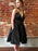 V Neck Beaded Black Short Prom Dresses with Lace Appliques, Black Floral Homecoming Dresses, Black Formal Evening Dresses 