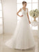 V-Neck Chapel Train Wedding Dress With Pearls Detailing