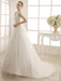 V-Neck Chapel Train Wedding Dress With Pearls Detailing