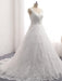 V-Neck Covered Button Ball Gown Wedding Dresses - White / Floor Length - wedding dresses