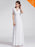 V Neck Flare Sleeve A Line Chiffon Wedding Dresses - White / 4 / United States Floor Length - wedding dresses