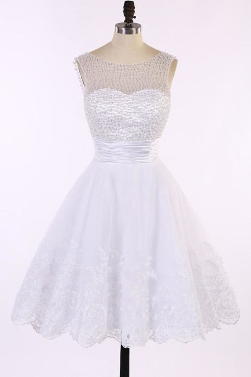V-neck Ivory Lace Prom Dress Homecoming Dresses - Prom Dresses