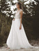 V Neck Lace Boho Wedding Dresses - Ivory / Floor Length - wedding dresses