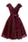 V-Neck Lace Knee-Length Womens With Short Sleeves Dresses - Burgundy / S - lace dresses