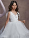 Flower Girl Dresses V Neck Lace Sleeveless Floor Length Shoulder Bows Princess Silhouette Tiered Kids Social Party Dresses