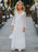 White Flower Girl Dresses V-Neck Lace Long Sleeves Floor-Length A-Line Lace Kids Social Party Dresses