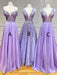 V Neck Lilac Lace Long Prom Dresses, Off Shoulder Lilac Formal Dresses, Lilac Lace Evening Dresses 