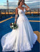 V-Neck Long Sleeves Covered Button Ball Gown Wedding Dresses - White / Floor Length - wedding dresses