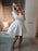 V Neck Long Sleeves Lace White Short Prom Dresses Homecoming Dresses, Long Sleeves White Lace Formal Graduation Evening Dresses