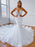 V Neck Mermaid Backless Lace White Long Prom Wedding Dresses, Backless Mermaid Lace White Formal Dresses, White Lace Evening Dresses