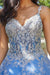 V Neck Open Back Blue Long Prom Dresses with Lace Appliques, Blue Lace Formal Dresses, Blue Evening Dresses 