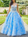 V Neck Open Back Blue Long Prom Dresses with Lace Appliques, Blue Lace Formal Dresses, Blue Evening Dresses 